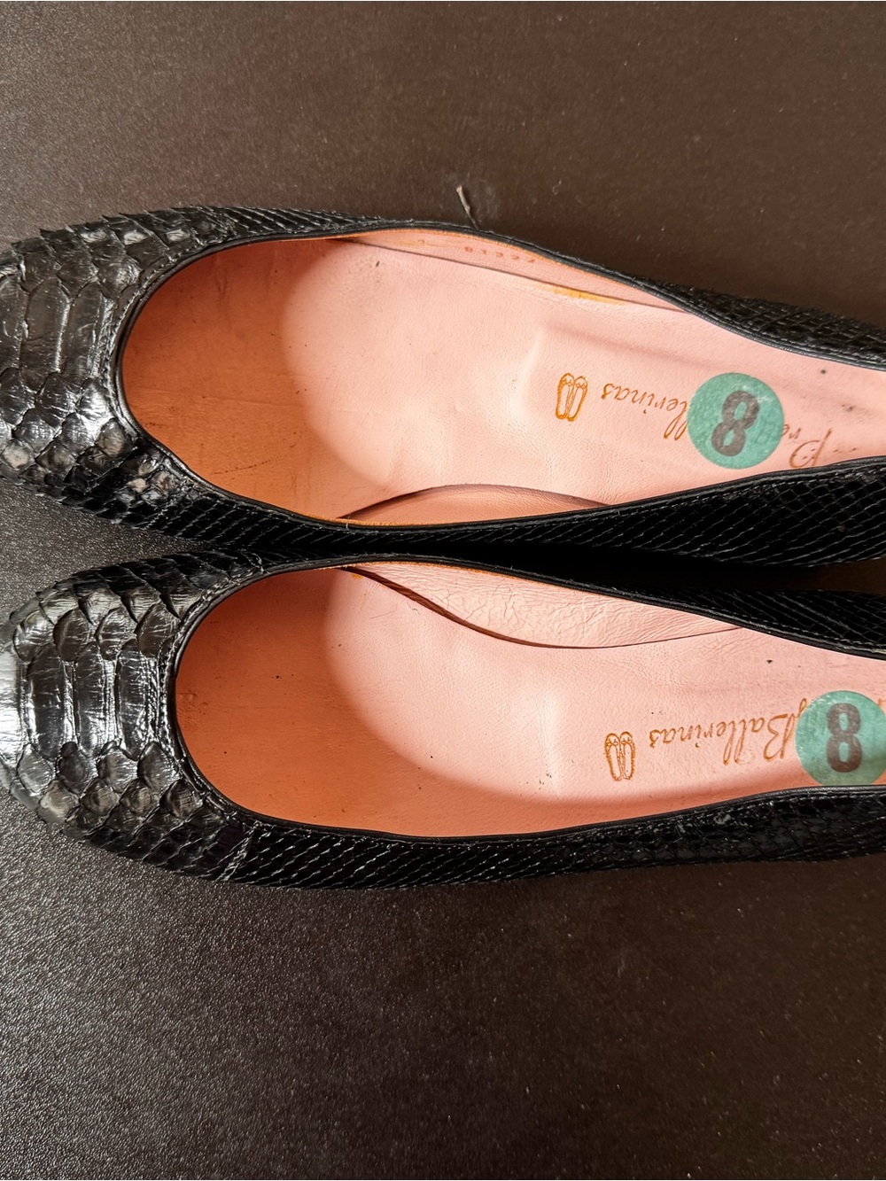 Pretty Ballerinas Genuine leather snake skin Ballet Flats